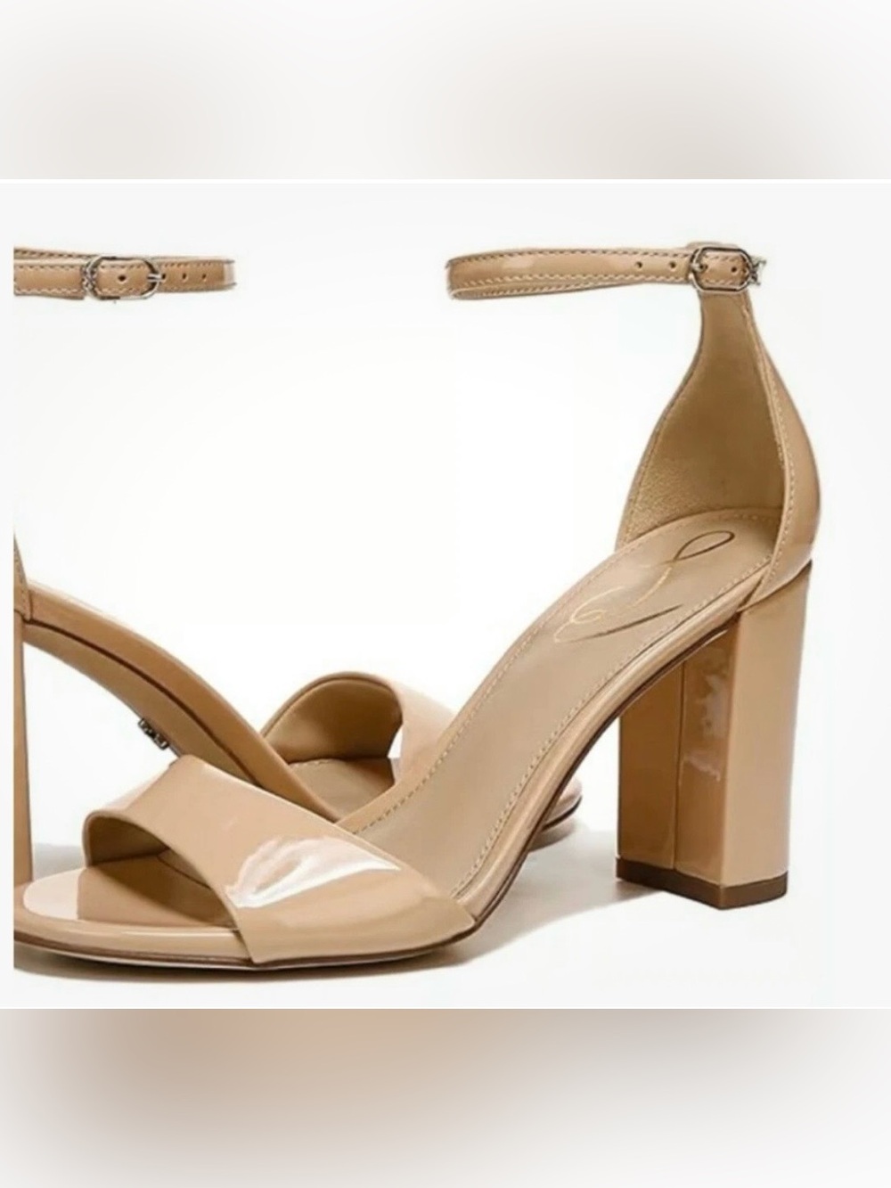 Sam Edelman Robyn Beige Ankle-Strap Block Heel Sandals in Nude